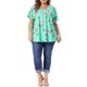 thumbnail image 2 of Agnes Orinda Blusas de Verano Casual de Talla Grande para Mujer con Estampado Floral, Cuello en V, Manga Corta, Túnicas, 1X Verde Menta, 2 of 6