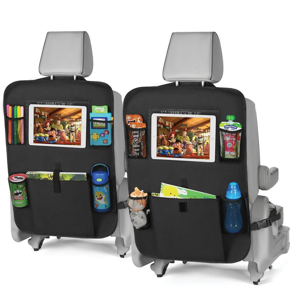 Lebogner - Funda Para Asiento Trasero Kick Mats Y Organizador De Almacenamiento Con 6 Bolsillos, Paquete De 2