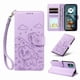 thumbnail image 1 of Funda Cartera para Motorola Moto E15 Perro Cachorro Grabado con Tarjetas Soporte Correa Morado, 1 of 6