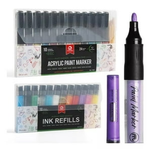 Mobee - Set 12 Marcadores Acrílicos 12 Recargas 24 Puntas Tipo Posca