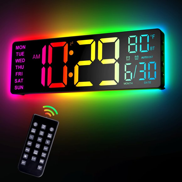 Reloj EASYERA 30 cm Digital RGB Bluetooth con Control Remoto