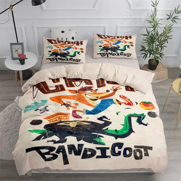 Crash n Uka Uka Duvet Cover Set Double Bed Linen Set Bed Sheets