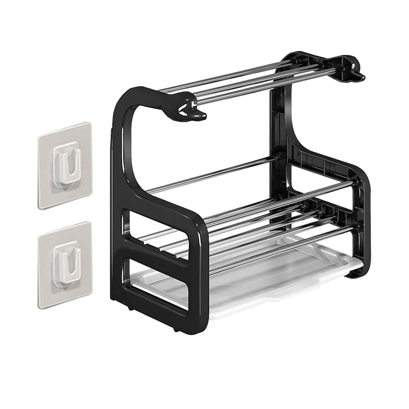 Uucntr - Estante Para Trapos, Estante Para Paños De Cocina Con Bandeja De Drenaje, Soporte Para Esponja Para Cepillo, Plato, Jabón, Montado En La Pared