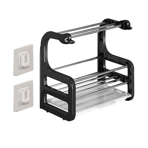 Estante Para Trapos, Estante Para Paños De Cocina Con Bandeja De Drenaje, Soporte Para Esponja Para Cepillo, Plato, Jabón, Montado En La Pared