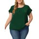thumbnail image 1 of Agnes Orinda Blusas de Verano para Mujer de Talla Grande con Mangas Cortas Plisadas, Cuello Redondo y Mangas de Tulipán 4X Verde, 1 of 6