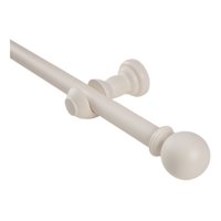Metalhsa - Set Barra Para Cortina Simple 25 Mm De Madera 2,00 Mt Color Marfil Terminal Bola