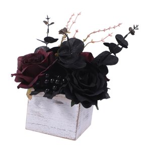 Bothyi - Flores Artificiales De Halloween En Caja Para Dormitorio, Oficina, Granja, Color Rojo Oscuro