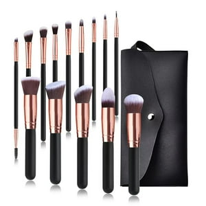 Veatool - Brochas Para Maquillaje 14 Piezas. Brocha De Cerdas Sintéticas Prémium. Kit De Brochas Para Sombras De Ojos, Aplicador De Rubor Y Maquillaje En Polvo (Oro Rosa)