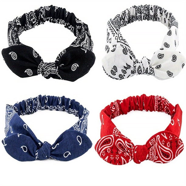 Paisley Print Boho Head Band Women's Soft Headbands Vintage Bowknot Elastic Hairbands Trendy Hair Accessories