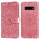 thumbnail image 1 of Funda tipo cartera FOXDOCK para Samsung Galaxy S10 Plus , diseño girasol en relieve, cuero PU, cierre magnético, soporte y tarjetero, 1 of 5
