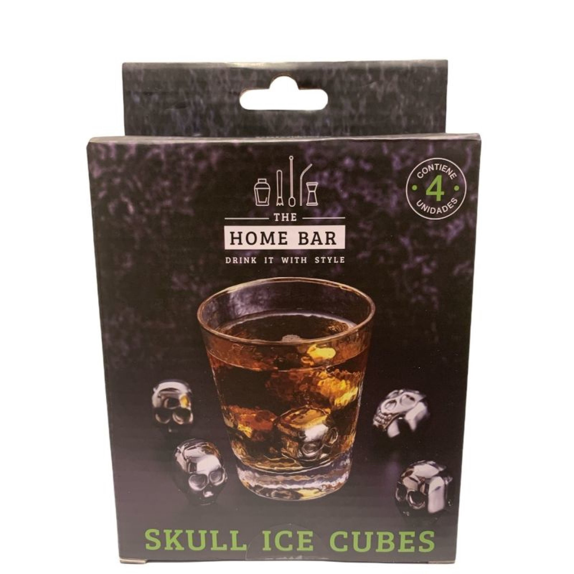 Set De Hielo De Calavera 4 Piezas Acero Inoxidable Plateado