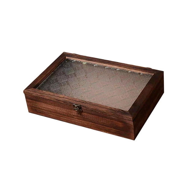 Caja De Almacenamiento De Joyas Caja De Recuerdos Caja De Joyería De Madera Vacía Rústica Rectangular 30x20x7cm