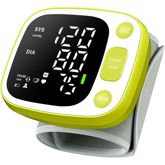 Monitor de presión arterial Oklar recargable de muñeca con LED y voz