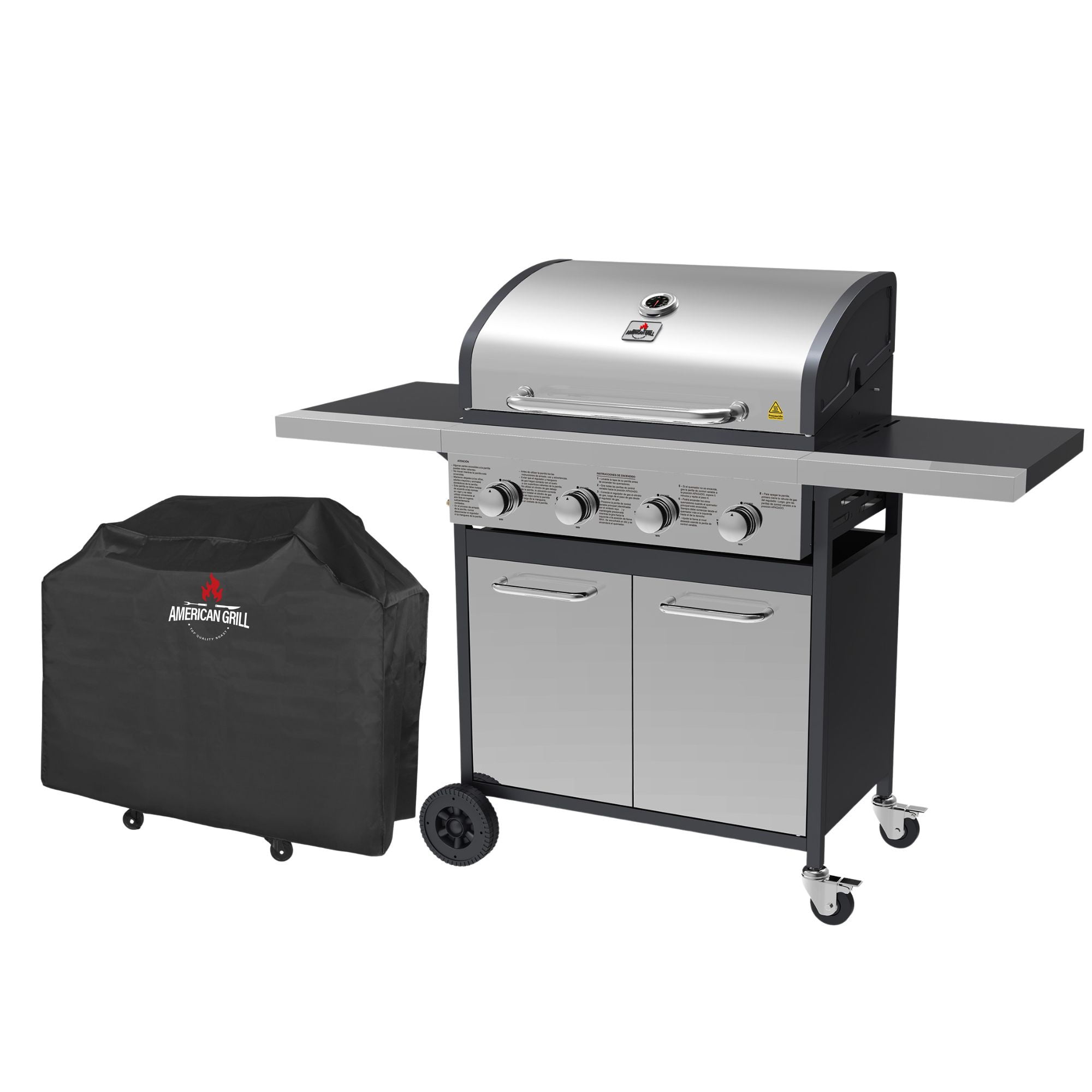 American Grill - Set Parrilla A Gas 4 Quemadores Oregon Inox + Funda M