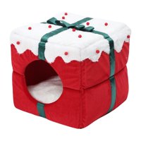 Ioensy - Casa Cueva En Forma De Caja De Navidad Semicerrada Nido Cálido Cama Para Perros Tienda Camas Para Gatos