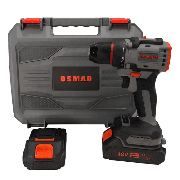 Taladro Inalámbrico OSMAO con 2 Baterías + Estuche – Color Gris