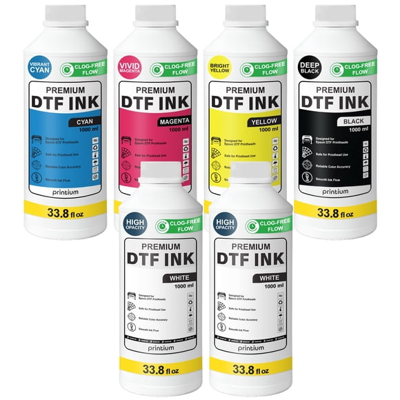 Tinta DTF Printium 6 x 1000 ml CMYKWW sin obstrucciones