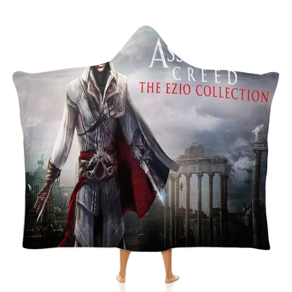 Assassins Creed La Creed Del Asesino Manta Capa Con Capucha Anti bolitas Manta De Lana Ártica Suave Manta Portátil De Felpa Ligera Y Lujosa Poncho Para Siesta En Casa Y Oficina 100*130cm
