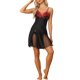 thumbnail image 2 of INSPIRE CHIC Vestido de Dormir Mini de Satén con Encaje y Malla para Mujer, Escote en V, Espalda Descubierta, con Tirantes Ajustables, XS Negro Rojo, 2 of 6