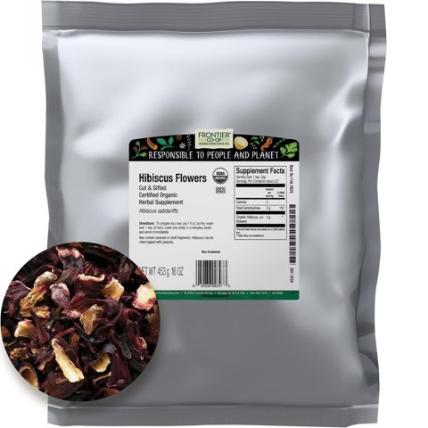 Flores De Hibisco Frontier Co-Op, Orgánicas, Secadas Al Sol, 454 G
