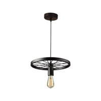 Disparo - Lampara De Techo Colgante Industrial Rueda Metalica Negro