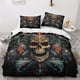 thumbnail image 2 of Juego de funda nórdica con calaveras y flores, juego de ropa de cama 3D, juego de funda de edredón con esqueleto malvado, funda de colcha de microfibra, juego de 3 piezas, funda de edredón c, 2 of 3