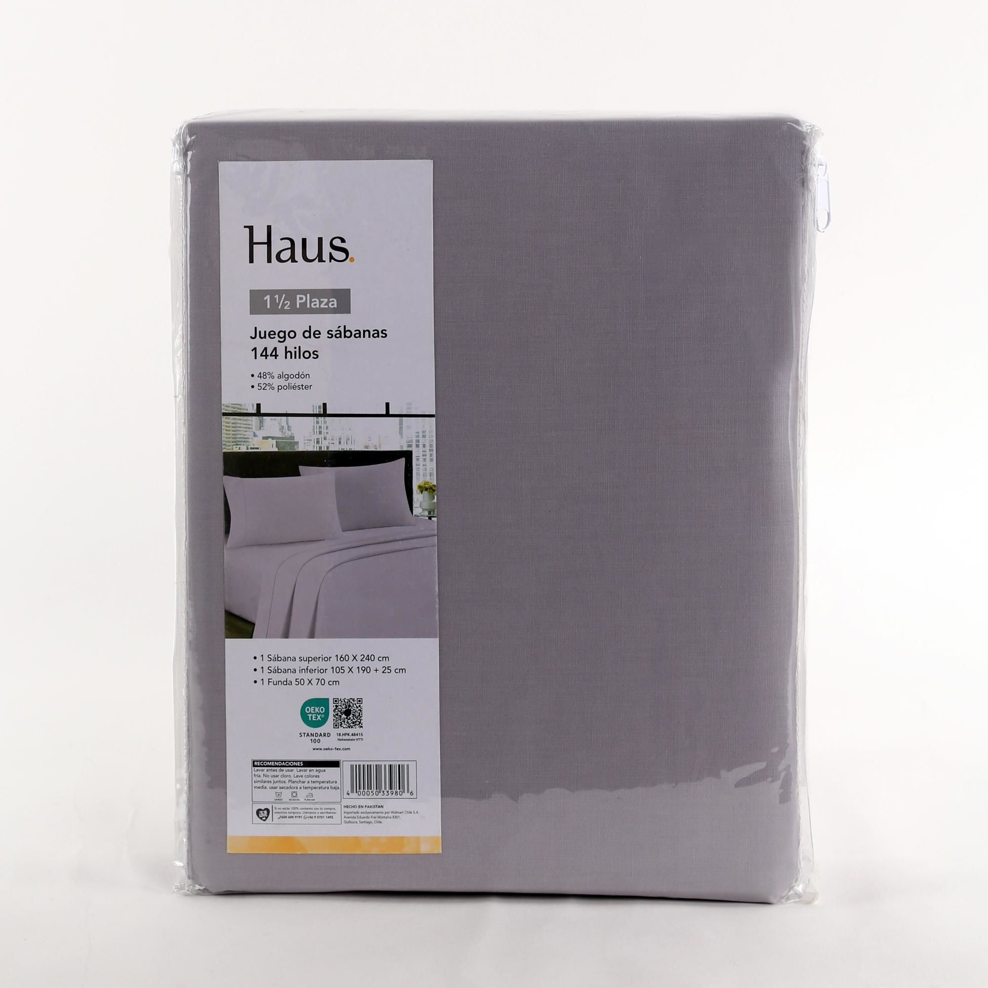 Haus - Juego De Sábanas 1.5 Plaza 144 Hilos Pollycotton 52% - 48% Algodón