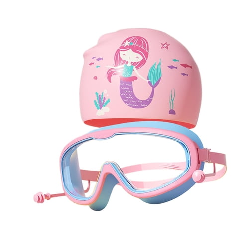 Ioensy - Gorro De Natación Para Niños, Gafas De Natación Para Snorkel, Piscina, Equipo De Buceo, Rosa Y Azul