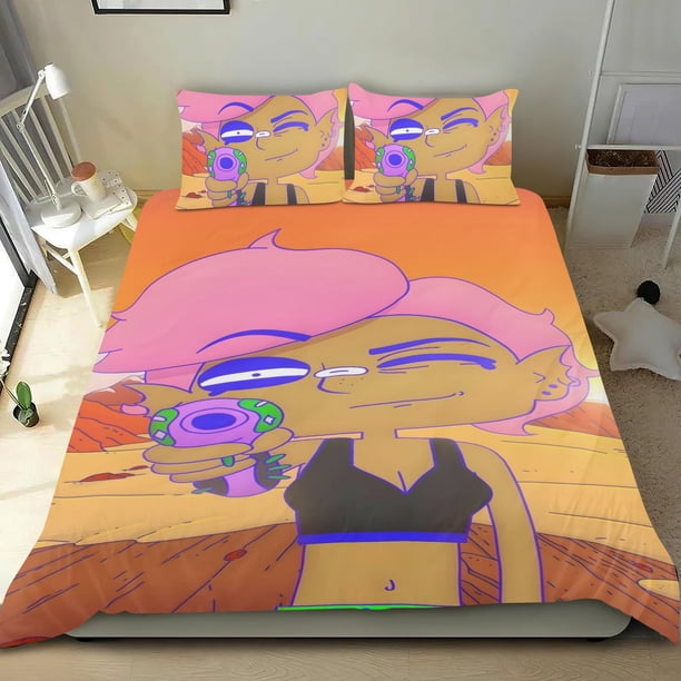 Princesa del Espacio Lésbica Conjunto de sábanas temático, trío de piezas, cómodo y amigable con la piel, diseño único, regalo de decoración para el hogar para familiares, amigos y fans,173cm *218cm