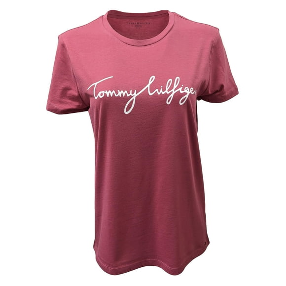 Camiseta Tommy Hilfiger Line con cuello redondo para mujer, color rojo, talla S