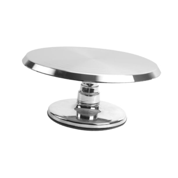 Base giratoria para pasteles, suministros de decoración giratorios, herramienta para hornear, base antideslizante de aleación de aluminio, rotación su Plata