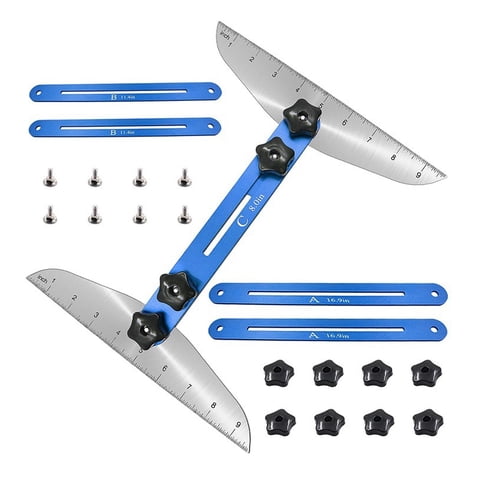 Magideal - Plantilla De Peldaño De Escalera Ajustable, Calibre De Escalera De Medición, Regla De Medición De Escalera, Calibre De Peldaño De Escalera De Aleación Azul