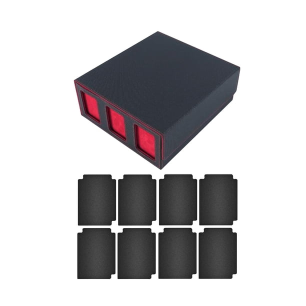 Caja de juego de cartas, estuche para tarjetas deportivas con 8 divisores de tarjetas, capacidad para más de 1800 tarjetas, diseño de ventana transpar negro rojo
