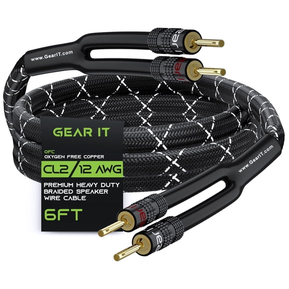 Cable de altavoz GearIt 12 AWG con punta tipo banana chapada en oro, 6 pies