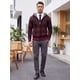 thumbnail image 2 of INSPIRE CHIC Chaqueta de Suéter de Punto a Cuadros con Forro de Lana y Capucha con Cordón para Hombre L Rojo, 2 of 6
