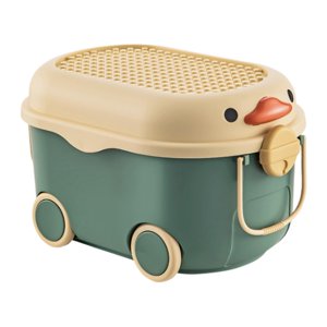 Magideal - Caja De Almacenamiento Apilable Con Ruedas Y Tapa, Con Asas, Ideal Para Organizar Refrigerios, Portátil Para La Habitación De Los Niños, La Sala De Ju Verde Medio