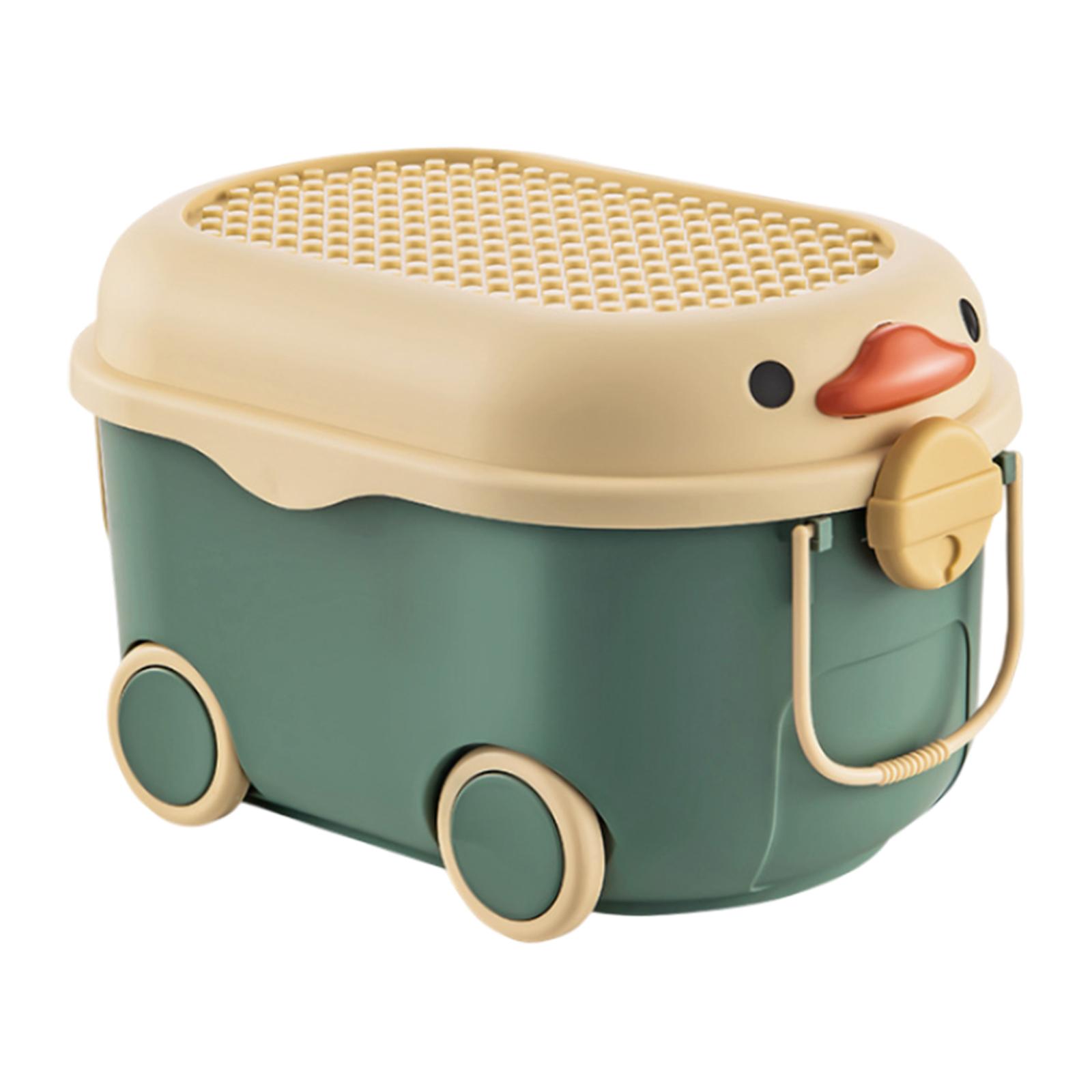 Magideal - Caja De Almacenamiento Apilable Con Ruedas Y Tapa, Con Asas, Ideal Para Organizar Refrigerios, Portátil Para La Habitación De Los Niños, La Sala De Ju Verde Medio