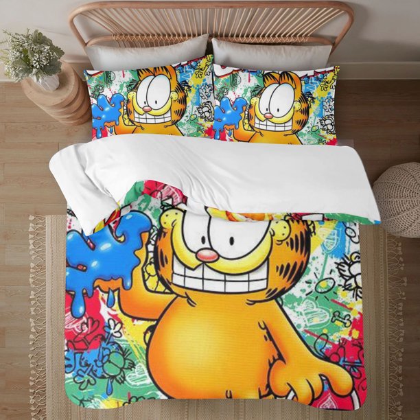 Garfield 3-Piece Bedding Set For Kids Boys Girls Adult Cartoon Warm Cute Fashion Holiday Present Gift Bed Sheets