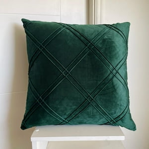 Todo Hogar Santiago De Chile - Cojín Terciopelo Con Doble Pliegue 45X45 - Verde Oscuro