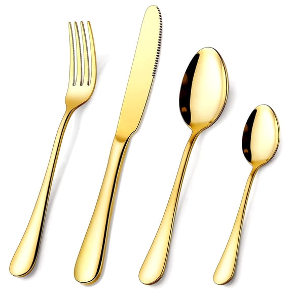 Juego de Cubiertos OGORI de Acero Inoxidable Dorado de 24 Piezas