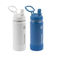 Thermoflask - Set De 2 Termos Para Botellas De Acero Inoxidable, 473 Ml, Color Blanco/Azul