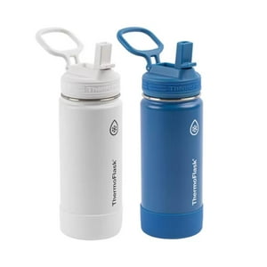 Thermoflask - Set De 2 Termos Para Botellas De Acero Inoxidable, 473 Ml, Color Blanco/Azul