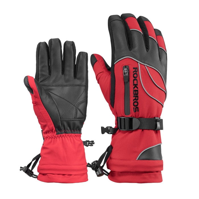 Rockbros S133 Guantes De Invierno Ski, Motociclismo, Ciclismo - Rojo - Talla Xl