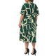 thumbnail image 3 of Vestido de talla grande para mujer Agnes Orinda con estampado, cuello con muesca, manga corta, nudo de lazo, casual, de negocios, línea A, midi, con bolsillos, 3X verde oscuro, 3 of 6