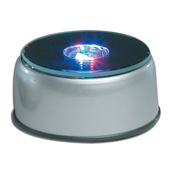 Base de Luz Amlong Crystal 8 cm Giratoria LED Plateada