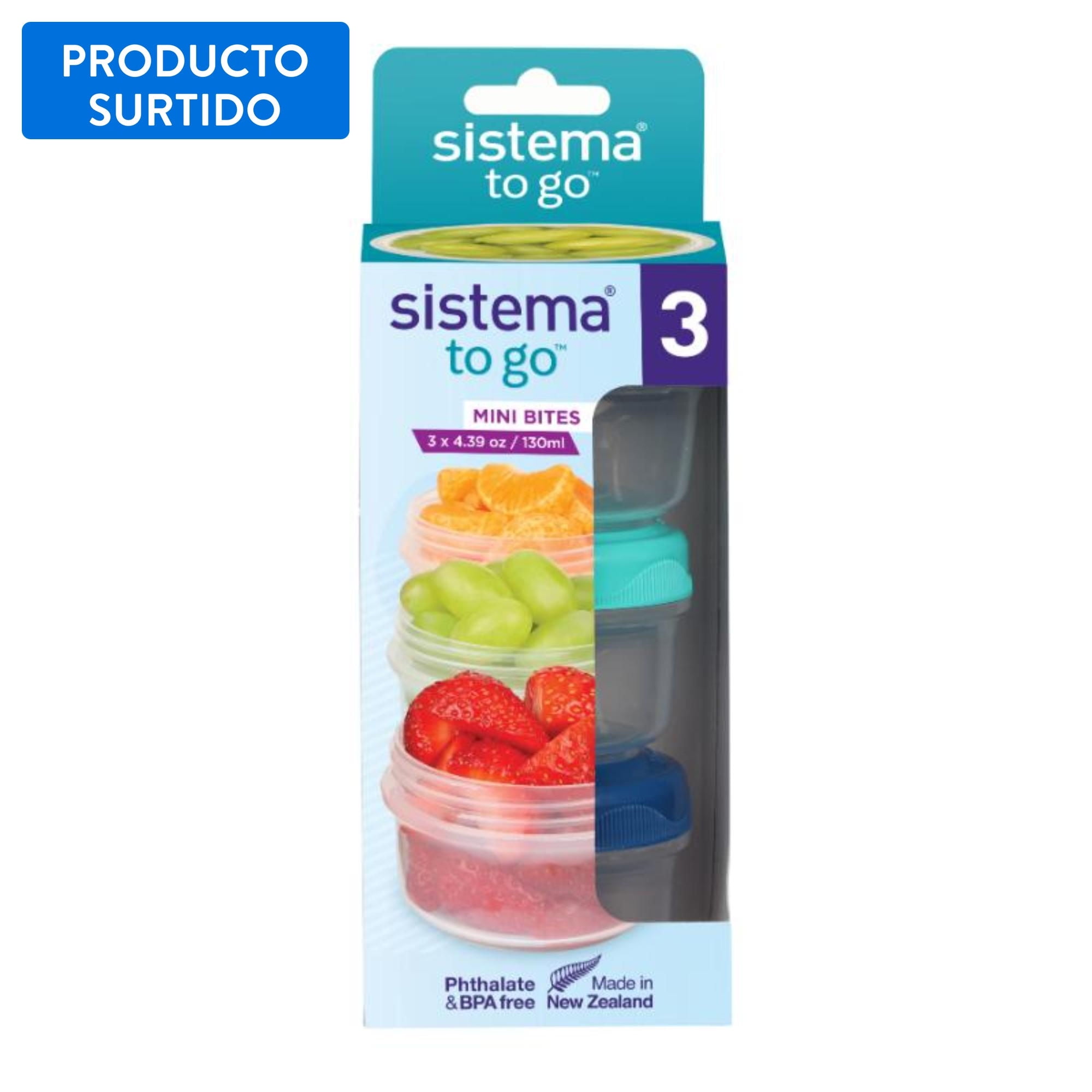 Set De Hermético To Go Para Mini Bocados Plástico 130ml 3 Piezas, Color Surtido 1 Un Sistema