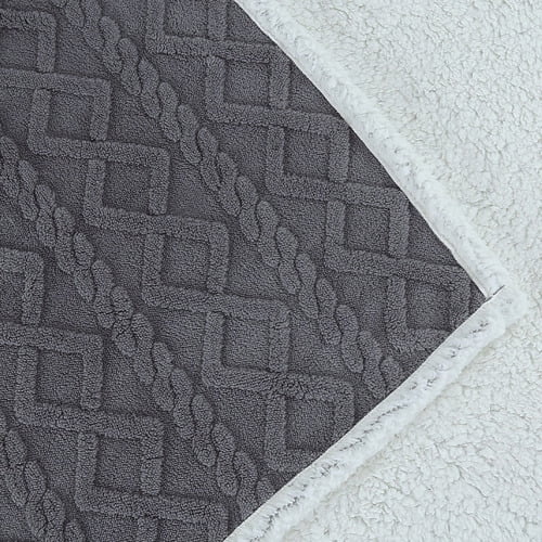 Frazada Andes Jacquard Sherpa Gris 2 Plaza