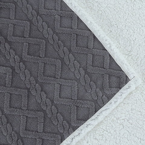 Frazada Andes Jacquard Sherpa Gris 2 Plaza