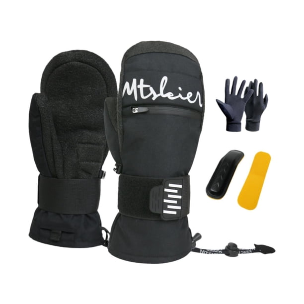 Guantes de esquí Guantes de snowboard Cuerda para la muñeca Guantes de invierno cómodos Hombres Mujeres Guantes de nieve para ciclismo Esquí Motos de Negro XL