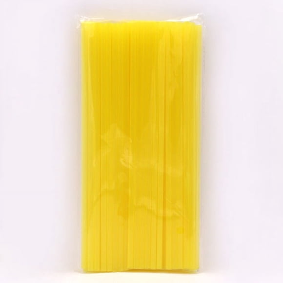 XmhyTop 100 Unidades de Popotes para de Leche de Plástico Ancho, 0.6 x 19 cm, Amarillo, Perfectos para Bebidas, Batidos y Postres